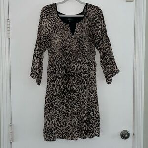Spense Leopard Pleated Dress with 3/4 Sleeve | 14